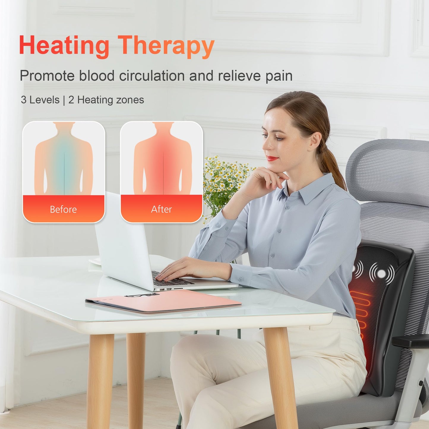 COMFIER Back Massager with Heat, Shiatsu Neck and Back Massager with Heat for Back Pain, Soothing Heating & 3D Kneading Massage Pillow Gift for Men Women