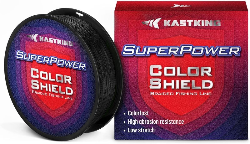 KastKing Superpower ColorShield Braided Fishing Line - 100% UHMWPE Fiber, Smooth & Strong, Near Zero Stretch | Colorfast 300 Yards
