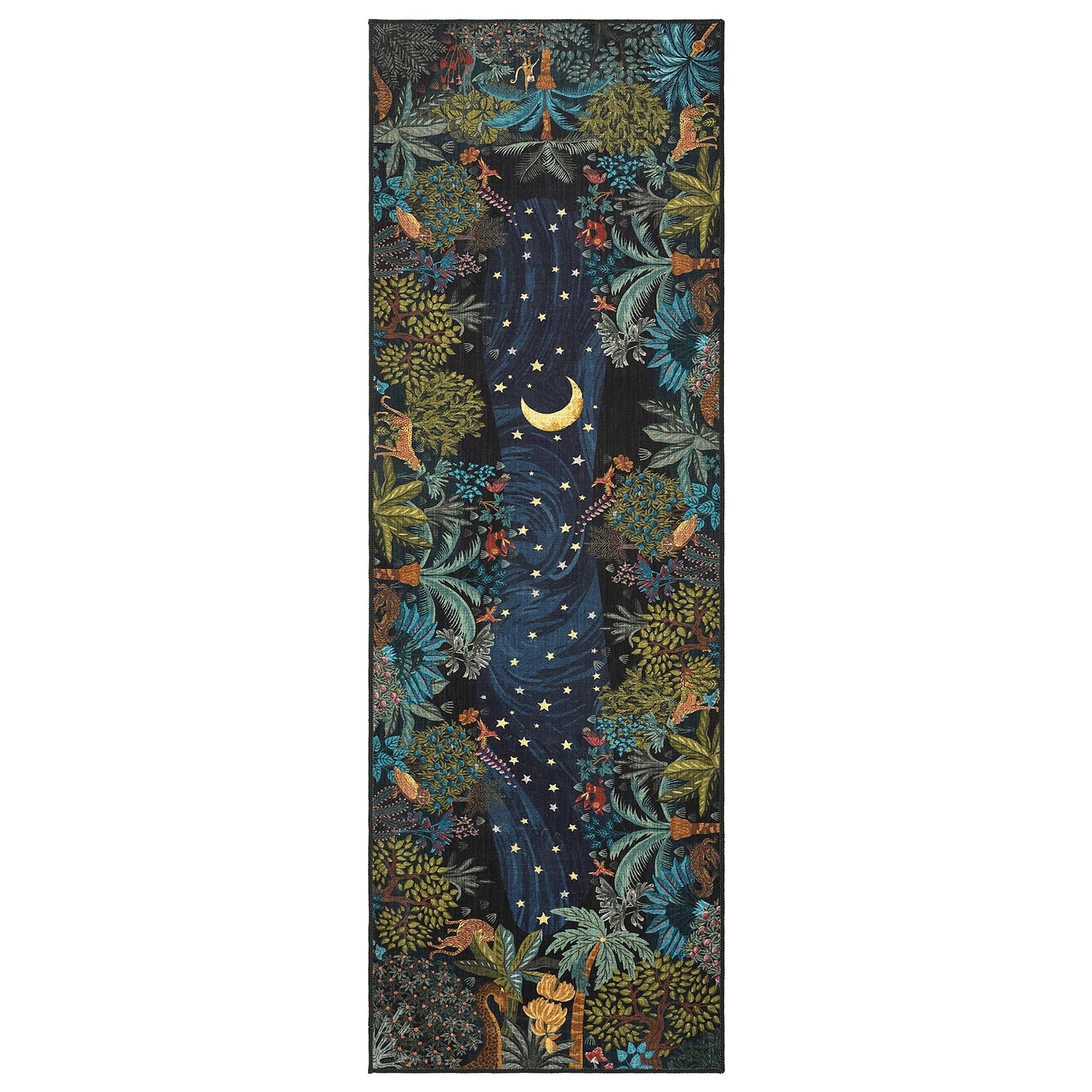 GarveeHome 2.5x8 Jungle Hallway Runner Rug, Soft Green Animal Long Kitchen Runner Non Slip Entryway Rug Farmhouse Thin Laundry Mat Stain Resistant Carpet for Bathroom Beside