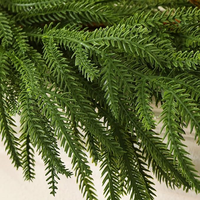 9FT Christmas Norfolk Pine Garland, Realistic Greenery Artificial Garland for Indoor Outdoor Door Porch Fireplace Wall Staircase Holiday Christmas Decor