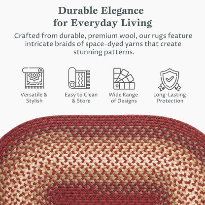 RRI Home Decor Tranquility TQ42 Red 2' x 3' Oval - Braided Area Rug, Home Decor, Floor Mat or Bedroom Rug - Easy Care, Ideal for High Traffic Areas in Hallway and Living Room - Made in USA
