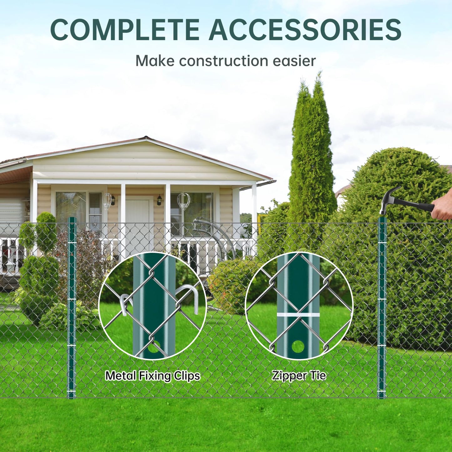 URBANVISTA 10 Pack Metal Fence Posts, 3 FT Heavy Duty U-Post, Green Garden Stakes, No-Dig Post Anchors for Wire Fences, Temporary Fencing, Electric Fence, and Corner Support