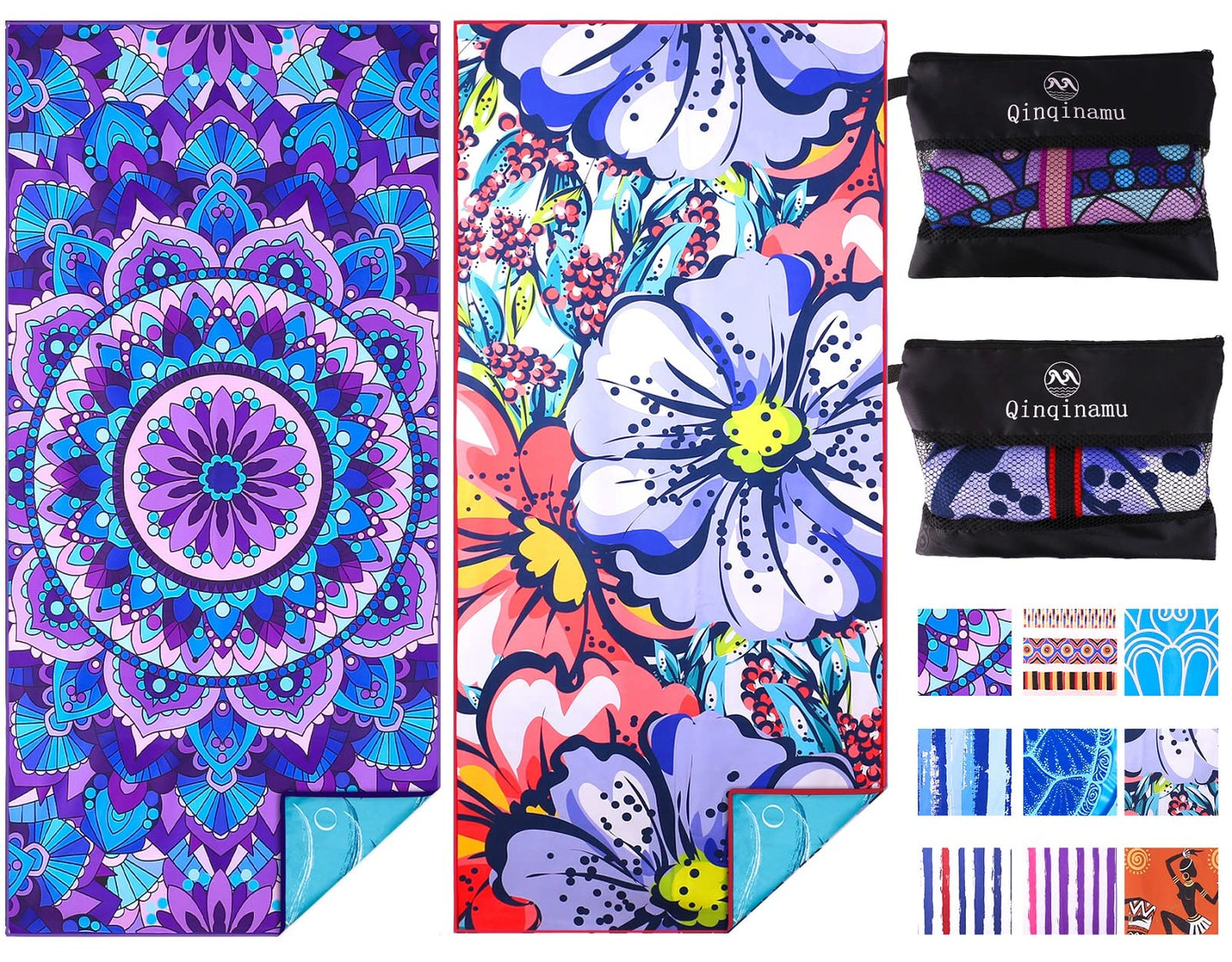 4 Pack Microfiber Oversized Lightweight Beach Towel 71"x32" XL Extra Large Thin Sand Free Towels Travel Swim Pool Yoga Gym Camping for Adults Women Men Beach Essentials Accessories Vacation Gift
