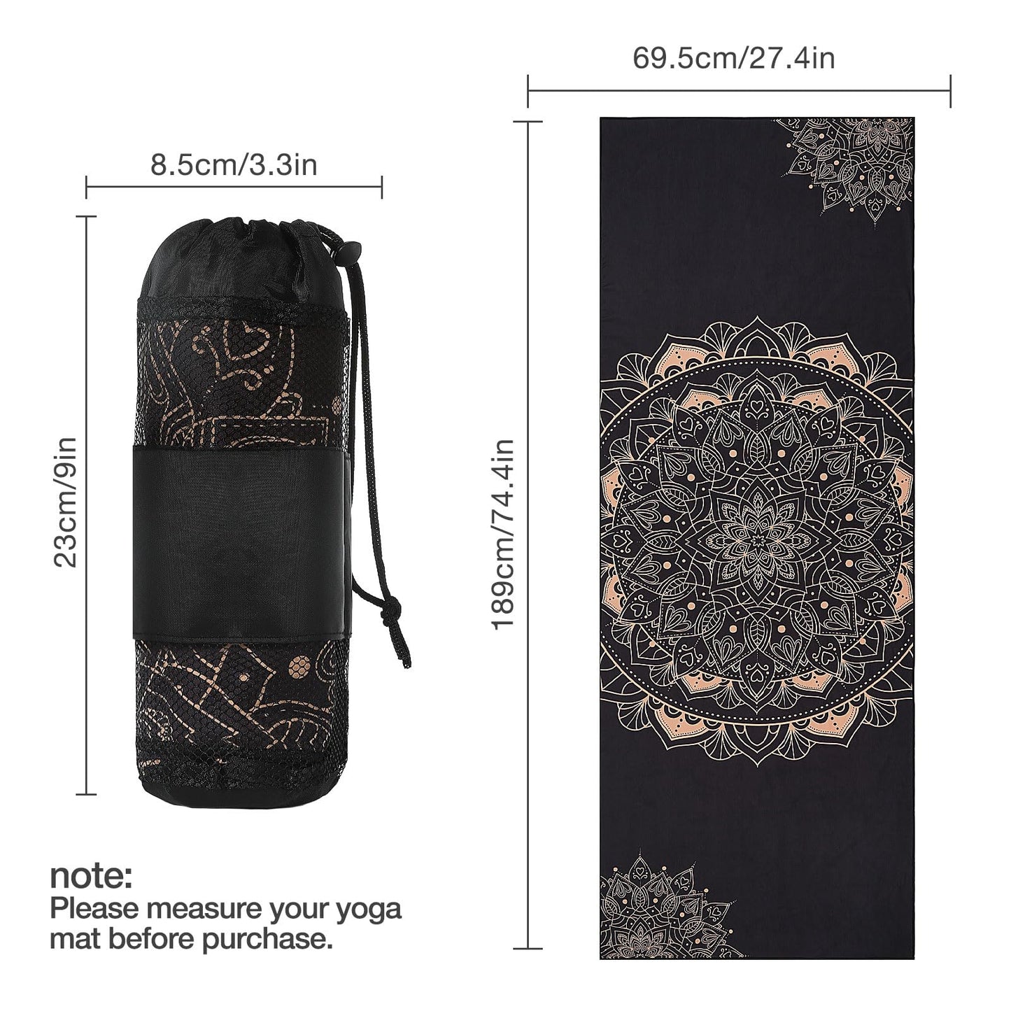 MoKo Yoga Towel, Non Slip Hot Yoga Blanket Printing Pattern Quick Dry with Corner Pocket for Bikram, Pilates, Gym Workout, Outdoor Picnic