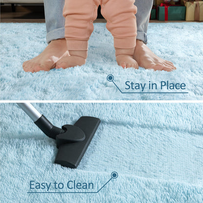 Ultra Soft Fluffy Rugs for Bedroom 4x6 Feet, Shag Area Rugs for Living Room, Large Comfy Furry Rug for Boys Kids Baby Room Decor, Non Slip Nursery Rug Modern Indoor Fuzzy Floor Carpet, Light Blue