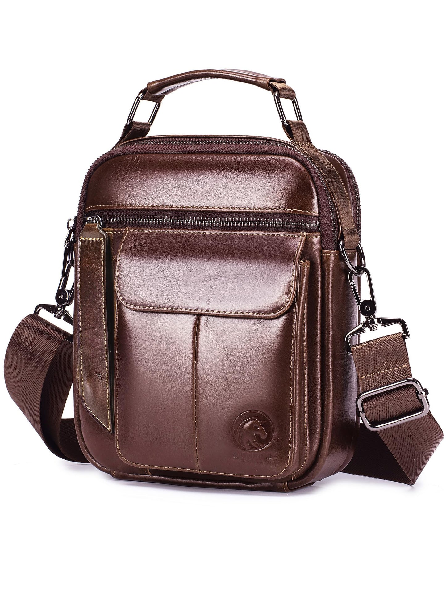 RAINBOW HORSE Men's Vintage Genuine Leather -Durable,Stylish & Practical Crossbody Bag for Daily Essentials