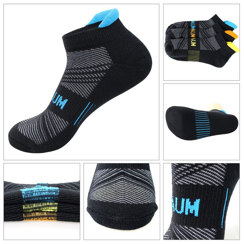BIOAUM Cushioned Men's Ankle Socks, 6 Pairs Cotton Athletic Sport Breathable Low Cut Socks for Running Shoe Size 10-12