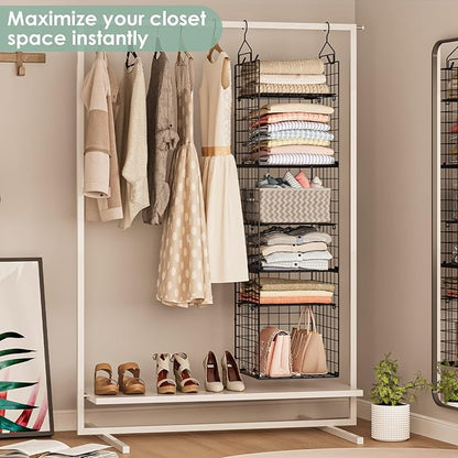6-Tier Closet Hanging Organizer Shelves, Hanging Closet Organizer and Storage