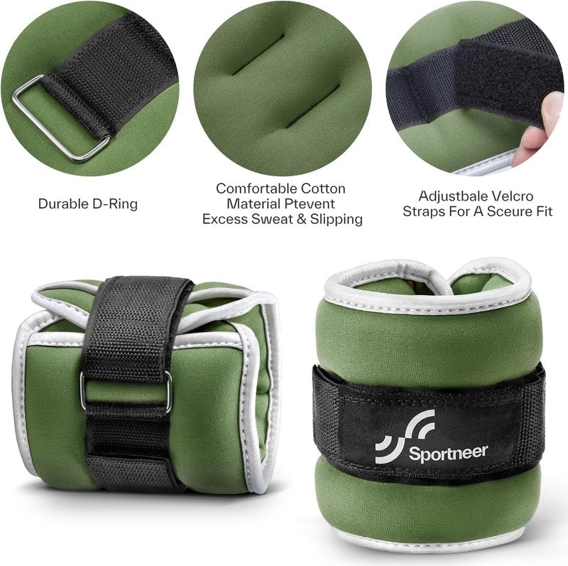 Ankle Weights for Men, Women & Kids - Adjustable 1/2/4/6/10 LBS Set with Reflective Strips | Strength Training & Fitness
