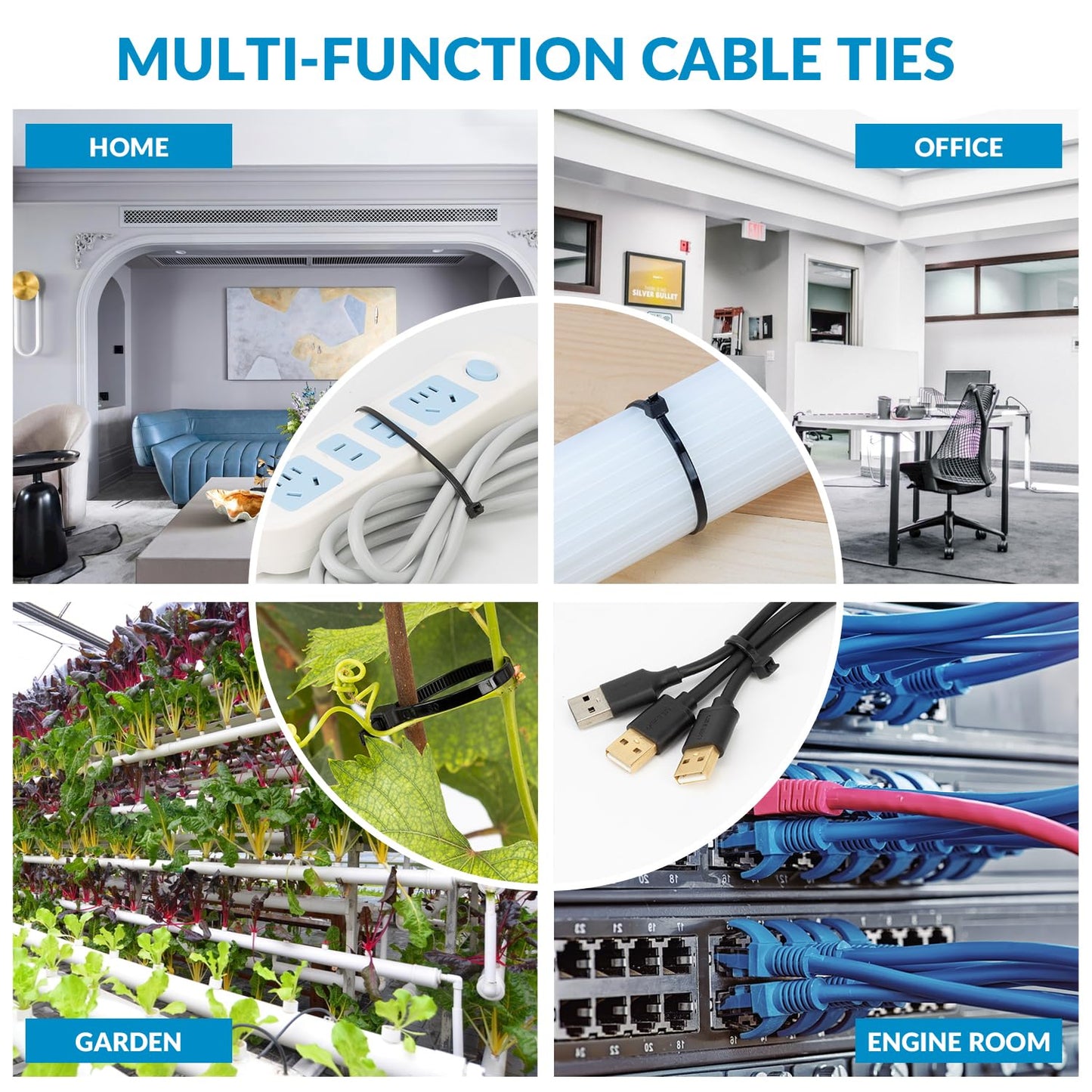 XINGO 12 Inch Black Zip Ties 1200 PCS, 75 LBS Tensile Strength, UV Resistant Cable Ties, Premium Self-locking Plastic Ties for Indoor and Outdoor Use