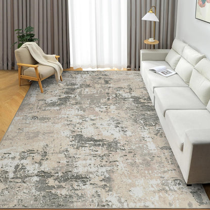 ROYHOME Modern Abstract Area Rug 10x13 Non Slip Non Shedding Rug Low Pile Stain Resistant for Bedroom Living Room,Grey Yellow