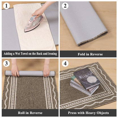 Ileading Hallway Runner Rug 2x6ft Kitchen Floor Mat Modern Geometric Non Slip Throw Rugs Busy Traffic Extended Indoor Doormat Machine Washable Accent Carpet for Laundry Bedroom(Brown)