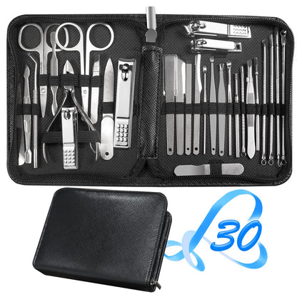 Manicure Set 30 in 1 Nail Clipper set, REDFLOW nail clippers, fingernail & toenail clippers, Manicure Tools, pedicure tools, Suitable for Travel Manicure Kit, Nail Set Kit With Everything Profe