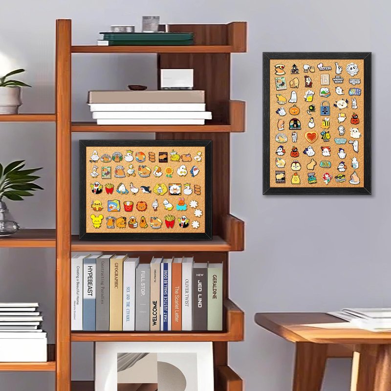 tutata Enamel Pin Display Board, 16'' x 12'' Pin Display Frame, Lapel Pin Holder, Wall Mounted Cork Board for Brooch Pin Storage