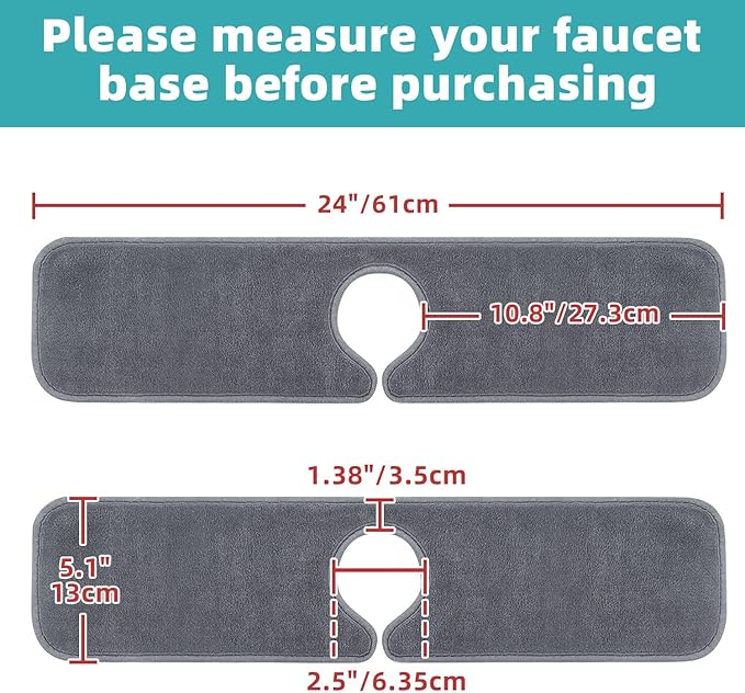 PoYang 4 Pack Faucet Mat for Kitchen Sink Splash Guard Long: Super Absorbent