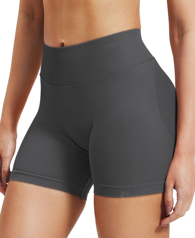 VOYJOY Women Workout Impact Shorts 2.5"/ 3.6"/ 4.5"/ 6" Scrunch Butt Lifting Gym Seamless Booty Biker Shorts Dark Grey