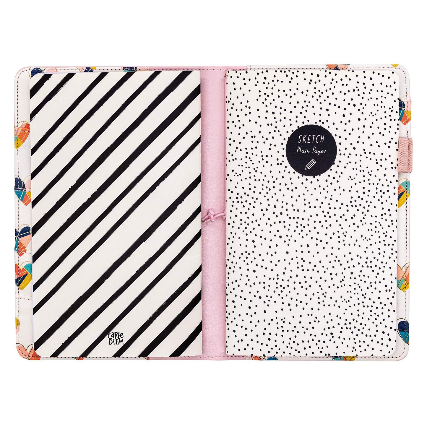 Pukka Pad, Carpe Diem Refillable Traveler’s Notebook Cover – Faux Leather Portfolio with Blank and Lined Notepads – Includes 6 Pockets, Pen Loop, and Elastic Closure – 8.5 x 5.5 Inches, Ballerina Pink