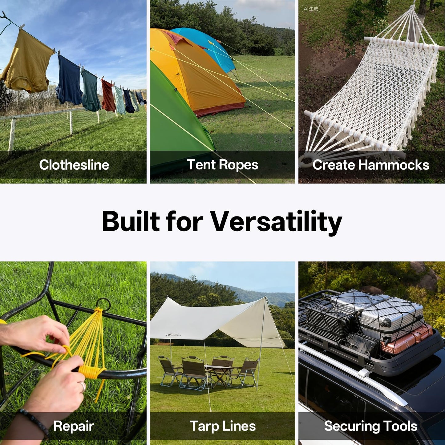 HOKINETY 1200 Paracord Rope - 4.4mm 14 Strand Nylon Parachute Spool para Cord Lanyard for Outdoor Camping Survival Utility Tent Crafting DIY Projects Fishing Clothsline Bracelet - Black 50FT