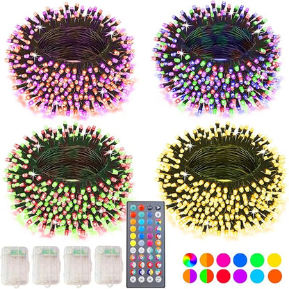 Color Changing Christmas String Lights with Remote, 4 Pack Total 66.6 FT 200 LED Halloween Lights Indoor Outdoor Decoration, 34 Colors Twinkle Fairy Lights for Xmas Tree Dorm Classroom Decoration