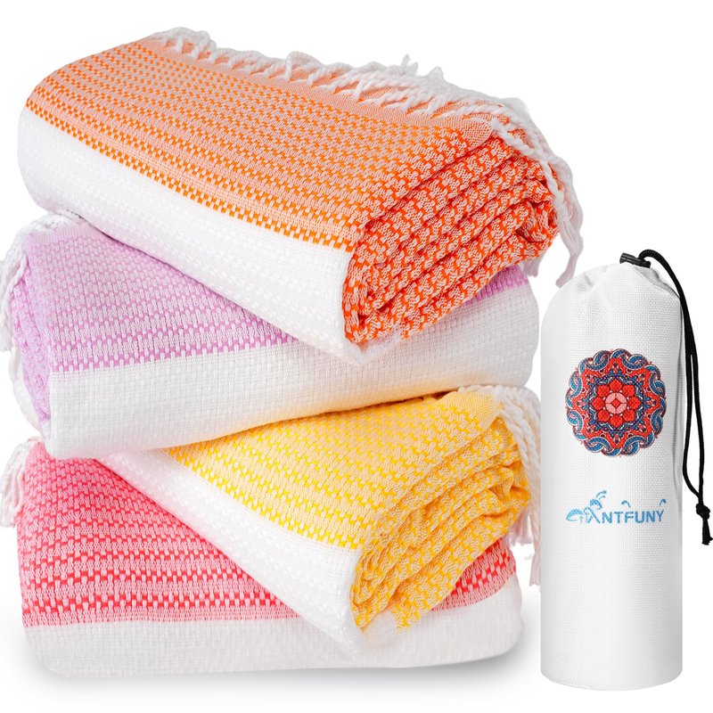 4 Packs Turkish Beach Towels Oversized Swim Towel Set Bulk Quick Dry Bath Pool Sand Free Extra Large Xl Big Blanket Adult Travel Essentials Cruise Accessories Must Have Clearance Vacation Stuff
