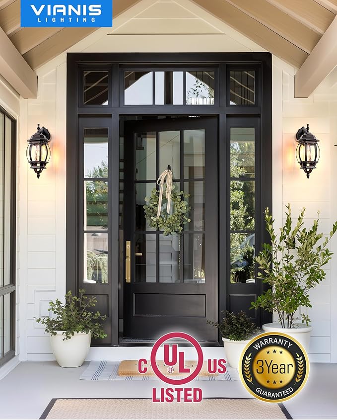 VIANIS Dusk to Dawn Outdoor Wall Lights, Oil Rubbed Bronze Exterior Lighting Fixtures Wall Mount for House, Farmhouse Outdoor Wall Sconce Lantern for Porch, Anti-Rust Outside Coach Lights for Garage