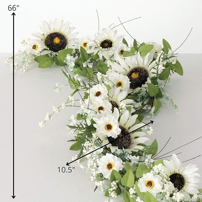 Sullivans Greenery Garland, Sunflower & Wispy Berry Spring Garland for Indoor, 66" White Flower Faux Life-Like Flower Garlands for Mantle Decor, Living Room, Home, & Office Fireplace Decorations