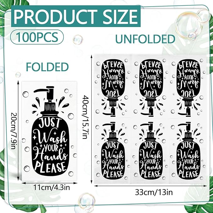 100PCS Disposable Hand Towels for Bathroom Paper Towels for Guests 3 Ply Just