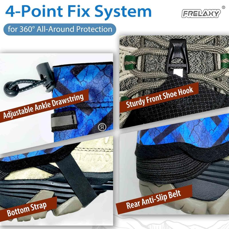 Frelaxy Ultralight Trail Gaiters for Hiking & Running – Breathable, Wear-Resistant Low Shoe Gaiters, Protect Feet from Rocks, Mud, Dust & Debris (Blue/Black)