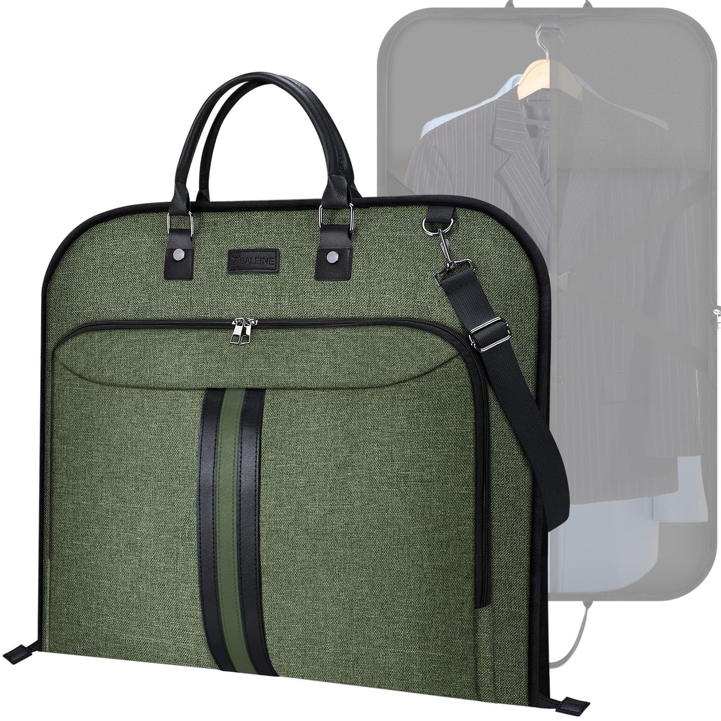 BALEINE Travel Garment Bag, Travel Suit Bag for Men, Water Resistant Carry on Garment Bag for Hanging Clothes, Garment Duffel Bag for Travel Business (Green)