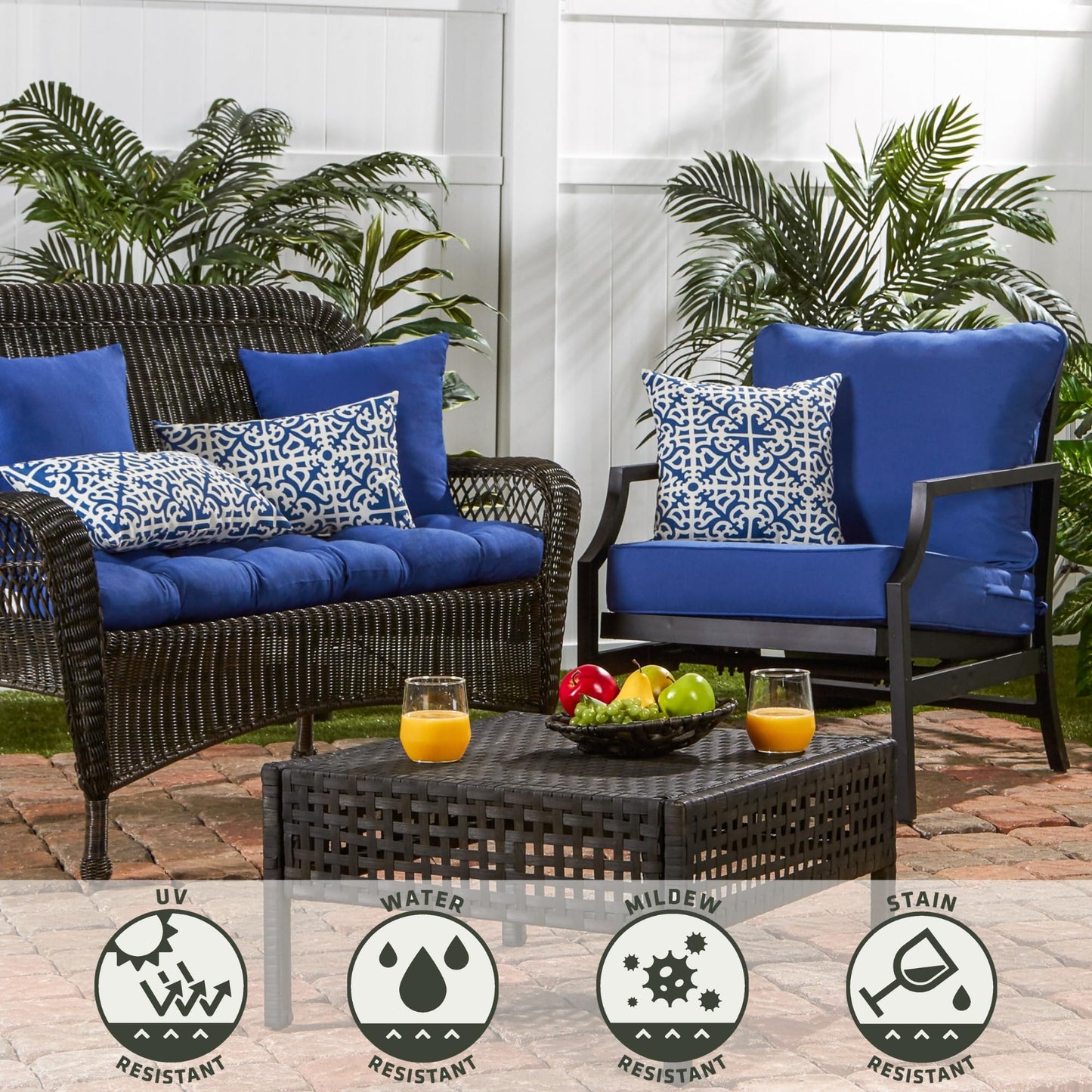 Greendale Home Fashions 2-Pack Outdoor 19x12 inch Rectangle Decorative Throw Pillow, Azure