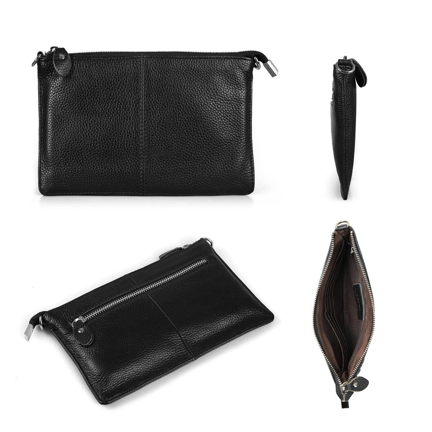 befen Black Women's Genuine Leather Wristlet Clutch Crossbody Phone Bags Wallet Purses and Handbags for Women with RFID Card Slots, Fit Phone 14 Pro Max