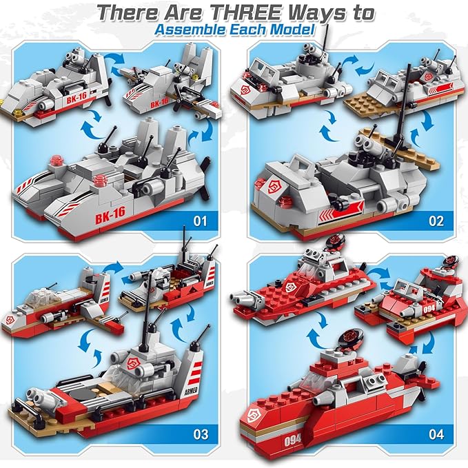 Sitodier Military Battleship Building Block Set for Kids811pcs 25 in 1 Cruiser Battle Ship Building Kit Toy for Boys Kids Ages 6-12 and 8-14 Beautiful Xmas Birthday Gift