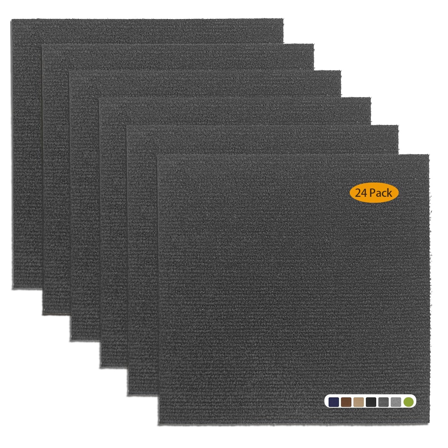 Carpet Tiles Peel and Stick 12”x 12” Non-Slip Self Adhesive Squares Carpet Floor Tile 24Pcs DIY Reusable Waterproof Carpet for Living Room Bedroom