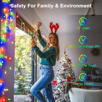 60FT 612 LED Outdoor Christmas Lights - 136 Ice Drops, 12 Pro Modes with Timer Memory & Brightness, Waterproof Hanging Ice String Light for Holiday Wedding Garden Fence House Decor (Multicolor)