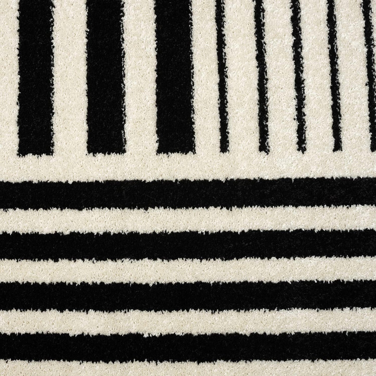 Abani Geometric Beige/Black Area Rug -5'3" x 7'6"- Modern 3D Lines Design - Deco Collection - Easy to Clean - Durable for High Traffic Areas -Living Room, Dining Room - Medium Pile