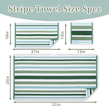 Waffle Hand Towels for Bathroom, Hand Towel Set of 4, Striped Bathroom Hand