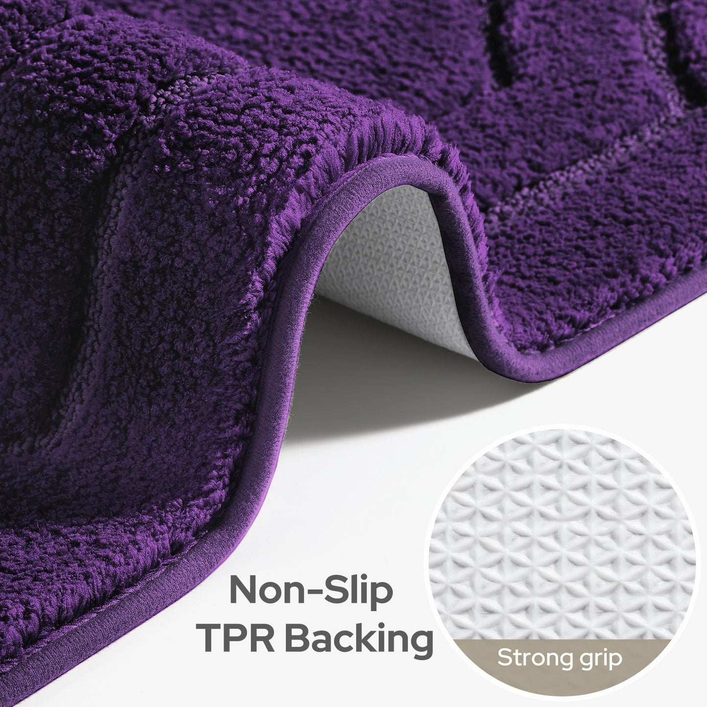 HOMEIDEAS Bathroom Rugs Sets 2 Piece, Extra Soft and Absorbent Microfiber Plush Bath Mat with Non Slip Backing(Purple)