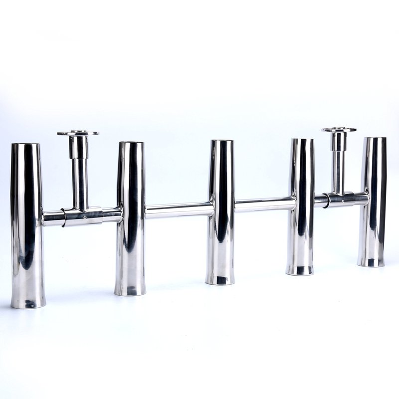 Amarine Made 5 Tube Adjustable Stainless Rocket Launcher Rod Holders , Can Be Rotated 360 Deg