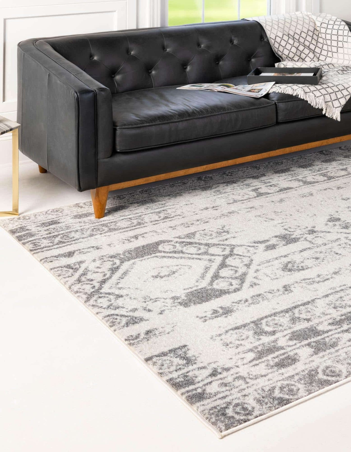 Unique Loom Lennon Collection Area Rug - Zal (5' 3" x 8' Rectangle, Ivory and Gray)