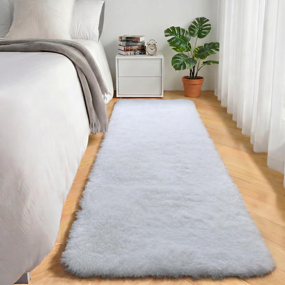 ONASAR White Runner Rugs for Bedroom Living Room, Luxury Bedside Fluffy Area Rug 2x6 Feet, Ultra Soft Plush Faux Fur Floor Throw Carpet for Hallway Nursery Kids Dorm Home Decor Aesthetic