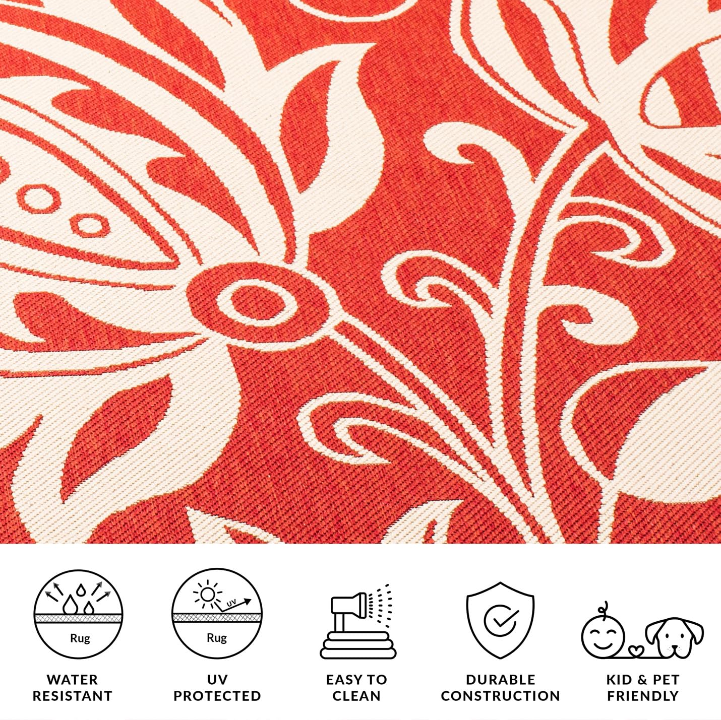 SAFAVIEH Washable Rug Outdoor Courtyard Collection - 2' x 3'7", Red & Natural, Non-Shedding & Easy Cleaning, Ideal for Patio, Front Door, Entryway, Doormat (CY2961-3707)