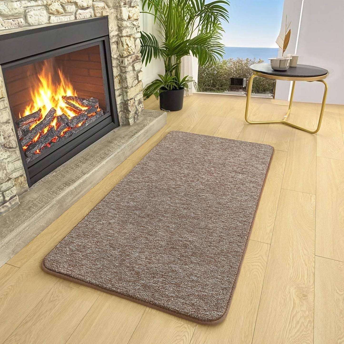 AROGAN Small Washable Area Rugs for Bedroom, 2×4 Runner Rug with Memory Foam for Hallway, Non Slip Fluffy Carpet Indoor Rug Runner for Kitchen, Bedside, Entryway Bathroom Home Decor, Matte Brown