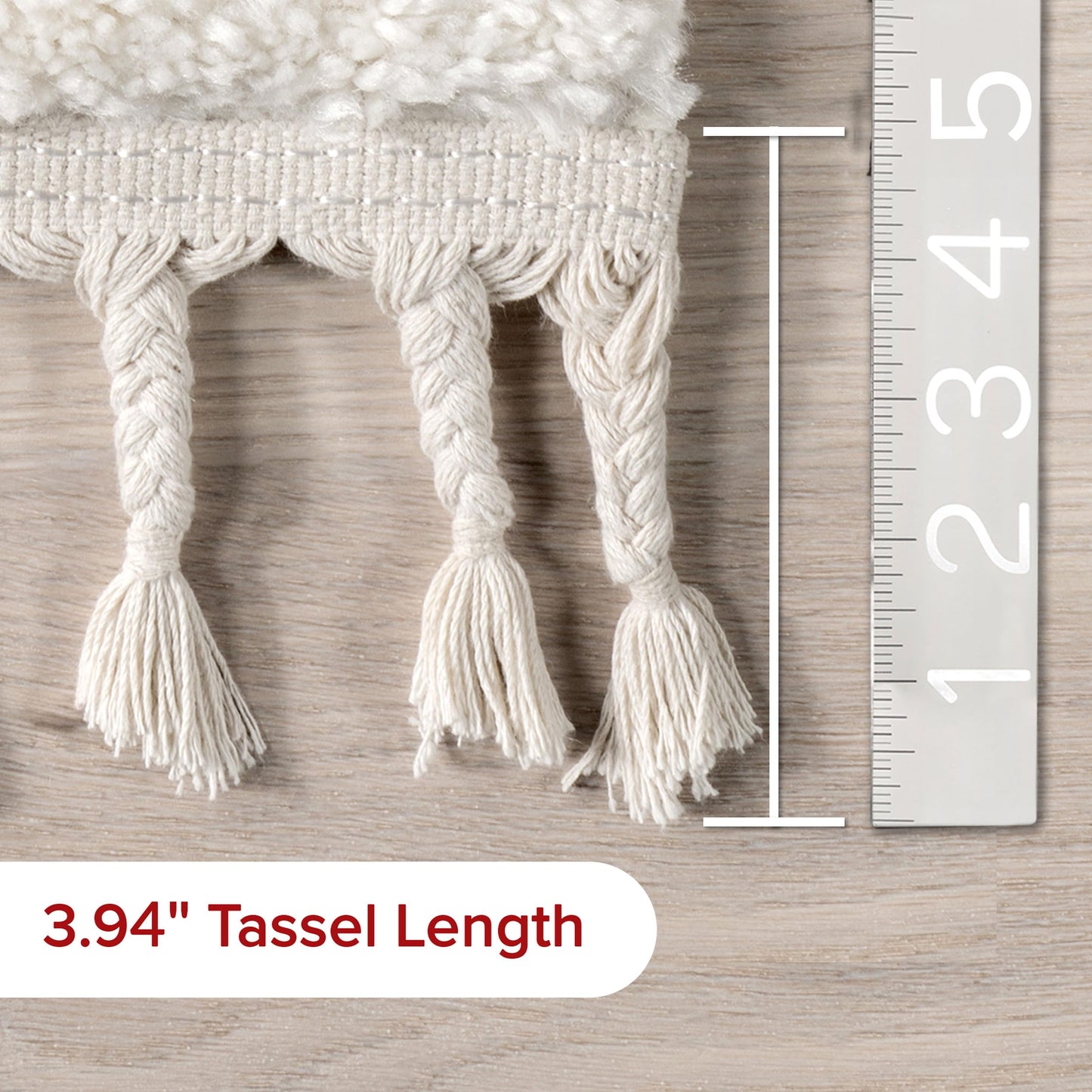 nuLOOM Risette Geometric Shag Tassel Area Rug - 4x6 Shag Area Rug Casual Ivory Rugs for Living Room Bedroom Dining Room Nursery Kitchen