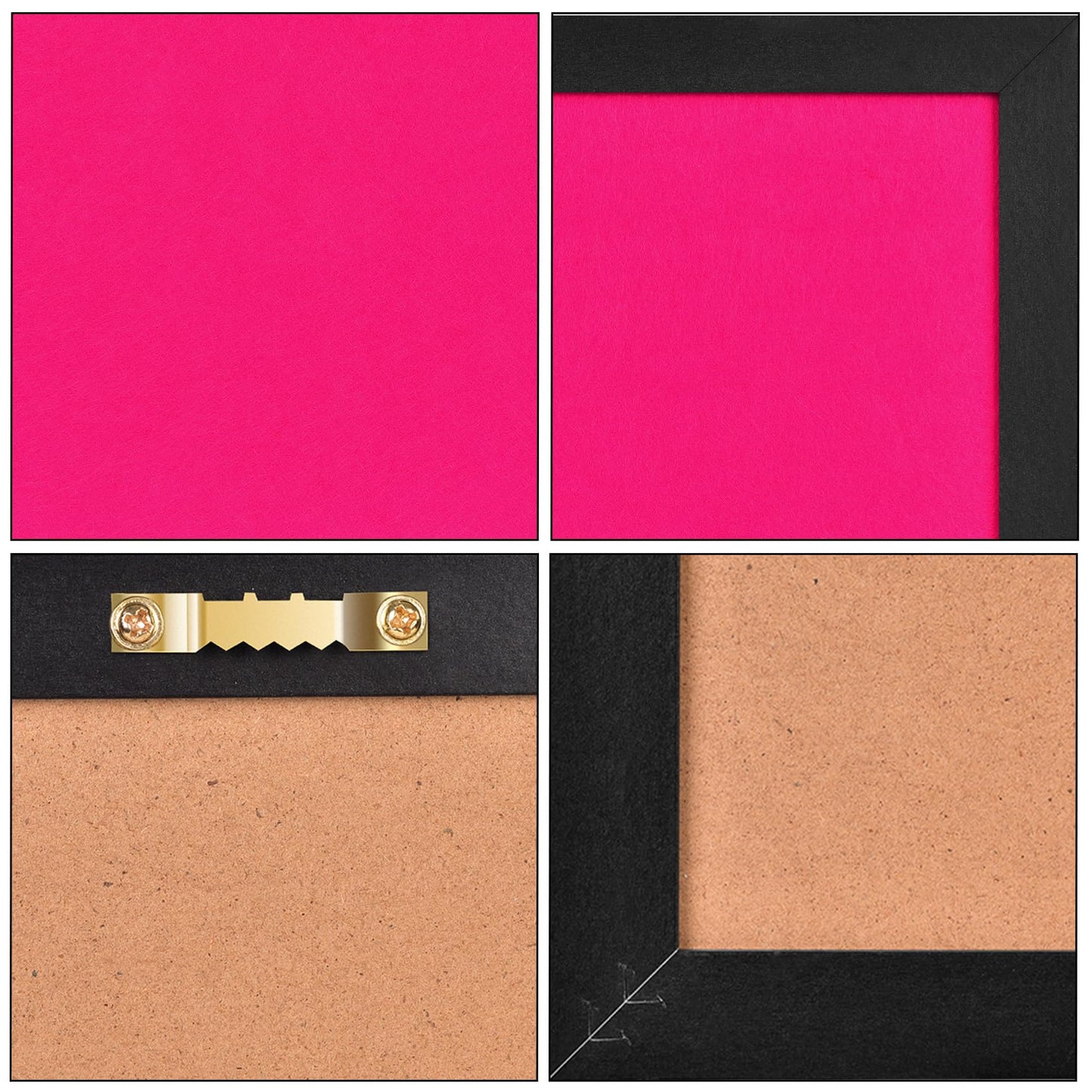Pink Bulletin Boards Cork Board with Felt, 17"x13" Large Display Pin Board Vision Board for Walls, Jewelry, Notes, Collection, Photos, Office, Wood Framed(Black) & Felt(Pink), 2pc