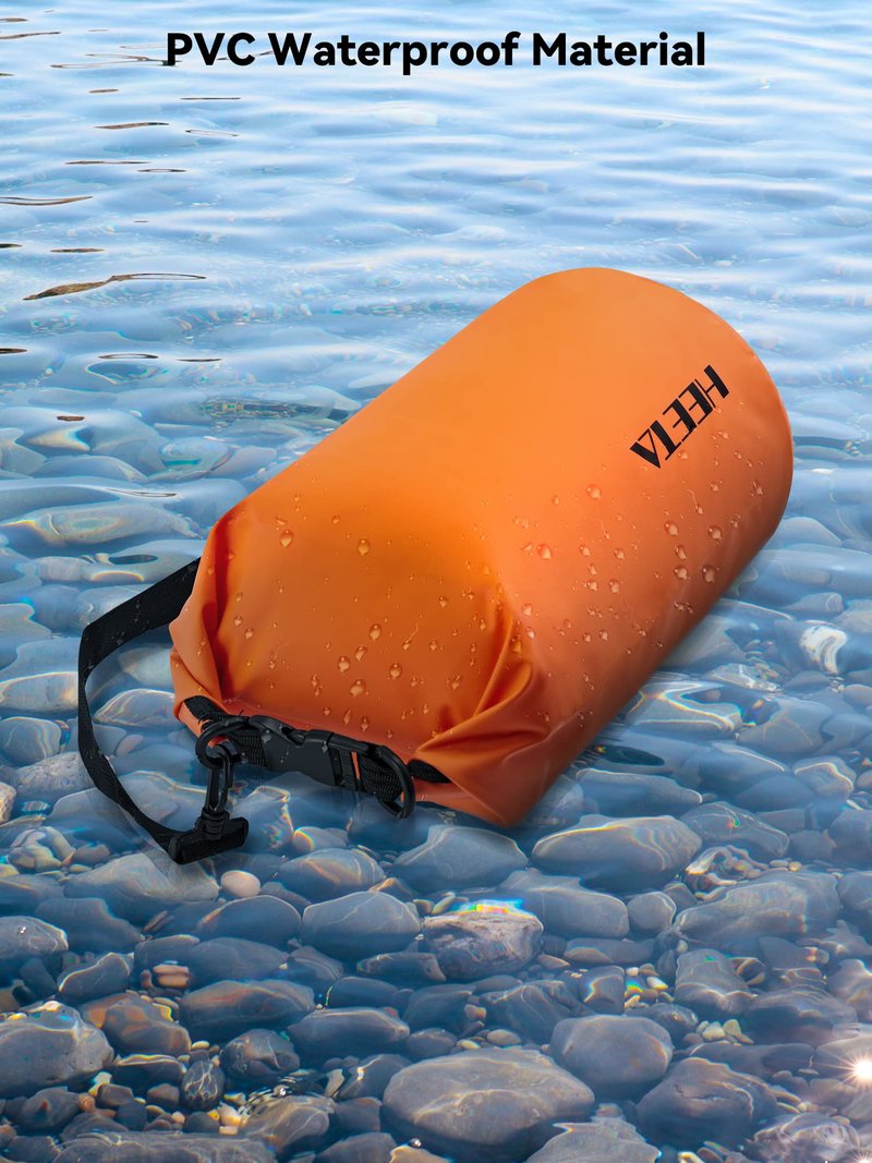 HEETA Waterproof Dry Bag for Women Men, Roll Top Lightweight Dry Storage Bag Backpack with Emergency Whistle for Travel, Kayaking, Boating, Camping, Beach, Cruise Ship Essentials (Orange, 20L)