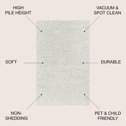 JONATHAN Y Mercer Shag Plush White Indoor Area Rug, 8x10, Transitional, Modern, Easy-Cleaning for Living Room, Bedroom, Kitchen, Pet Friendly, Non-Shedding (MCR106A-8)