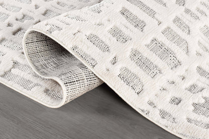Beverly Rug Micro Loop Area Rug Gray/White 5x7 Abstract Modern Luxury Irregular Grid Durable Soft Indoor Rugs for Living Dining Room Office Stain Resistant Non Shedding Casual Indoor Carpet 5 x 7