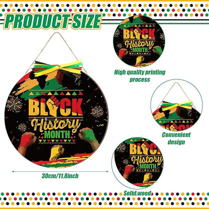 Boao 12 Inch Welcome Black History Month Wooden Hanging Sign Black History Month Decorations African American Heritages Door Wreath for Outdoor Porch Front Door Holiday Decor