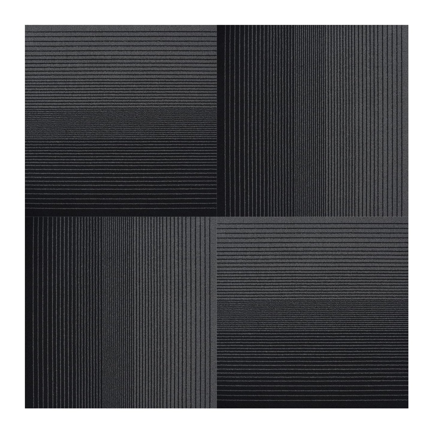 Rehert Carpet Tiles, Carpet Squares, Office Carpet Tiles Removable, Carpet Tile Flooring for Basement, 20" x 20" Berber (Loop Pile), Gradient Black, 0.24" Pile Height (12 Tiles, 32 sqft/Box)