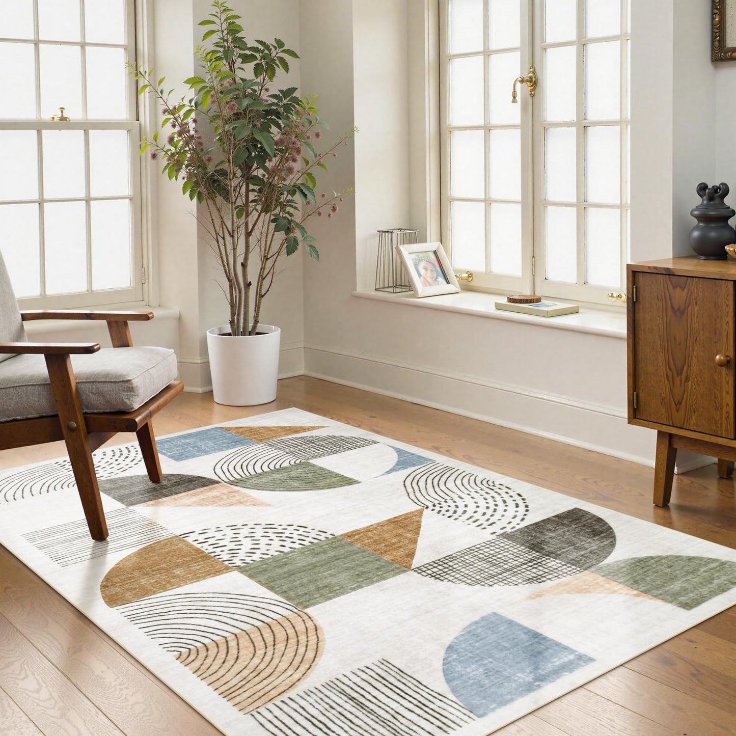 Beeiva Boho Small Area Rugs 3x5, Machine Washable Non-Slip Entry Way Rug, Lightweight Carpet High Traffic Areas Rug for Bedroom Playroom Office (Multi Color,3X5)